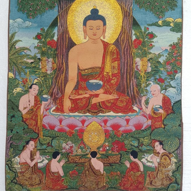 90cm New Handmade Embroidery Shakya Muni Statue Thangka Painting Ornament