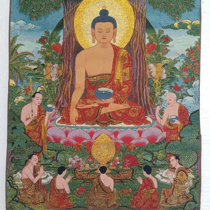 90cm New Handmade Embroidery Shakya Muni Statue Thangka Painting Ornament
