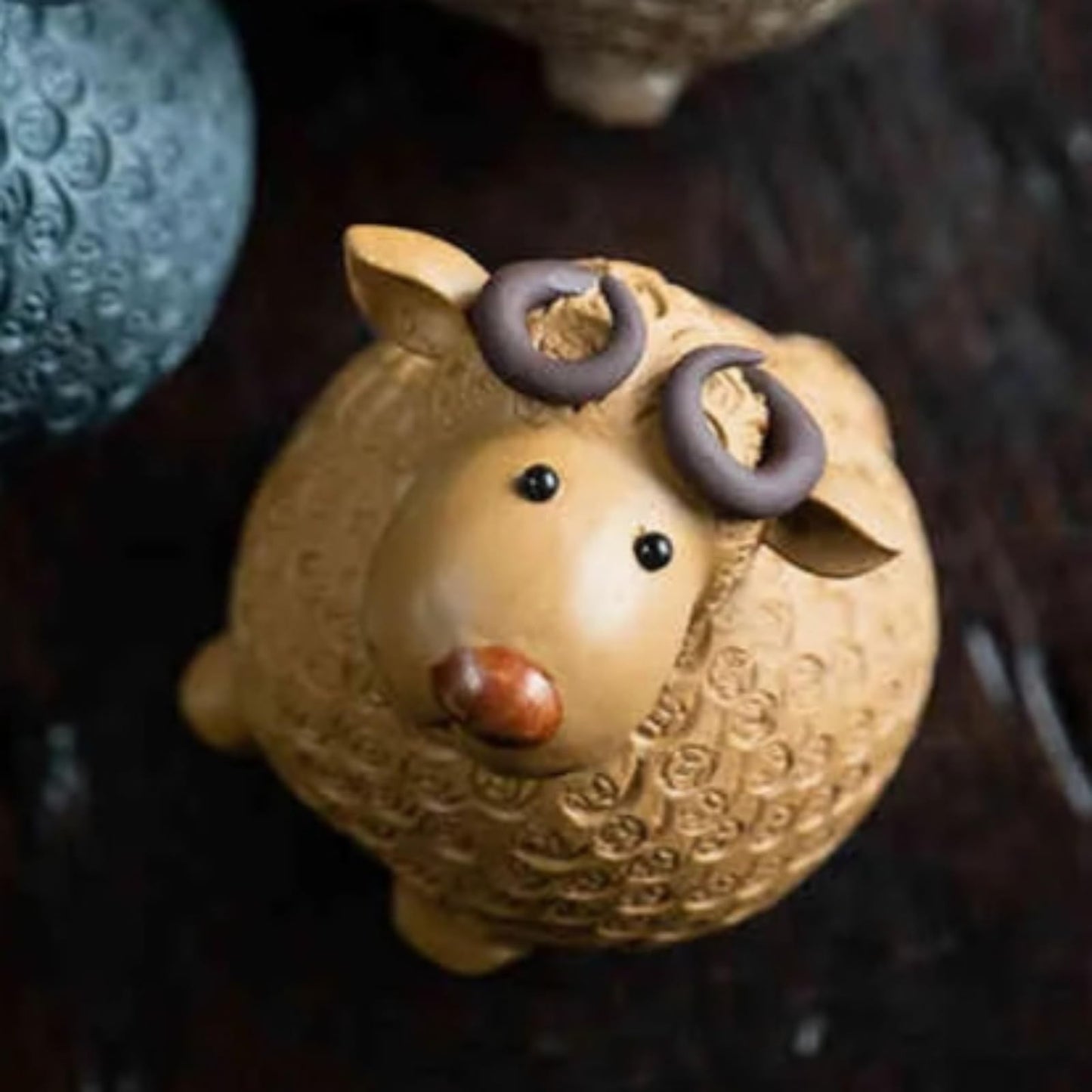 Purple Clay Sheep Tea Pet Exquisite Mini Statue 7.5cm Tea Tray Decor Tea Play