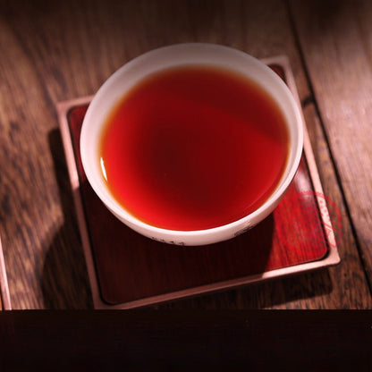 357g Brown Peacock Pu'er Ripe Tea Yunnan Qizi Cake Tea Menghai Ancient Tree Tea