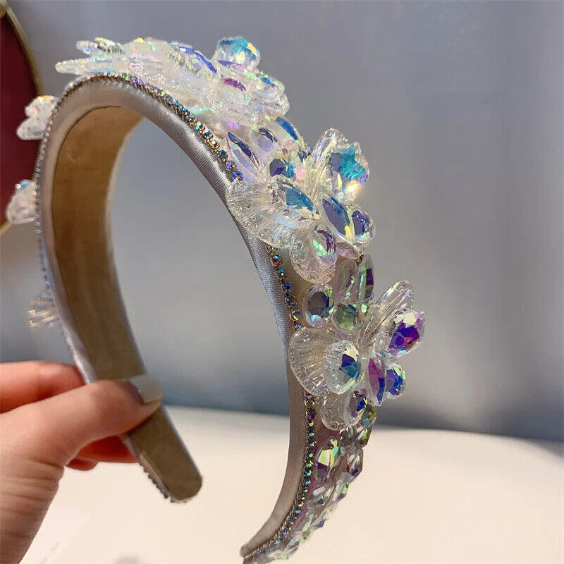 Women Headband Vintage Baroque Flower Big Diamond Luxury Fashion Party Hairbands