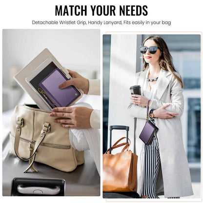 Passport Holder for Travel, Passport Case Wallet With Strap Wristlet and Zipper