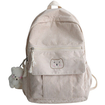 Corduroy Women Backpack Solid Color Female Student Travel Shoulder Bags School