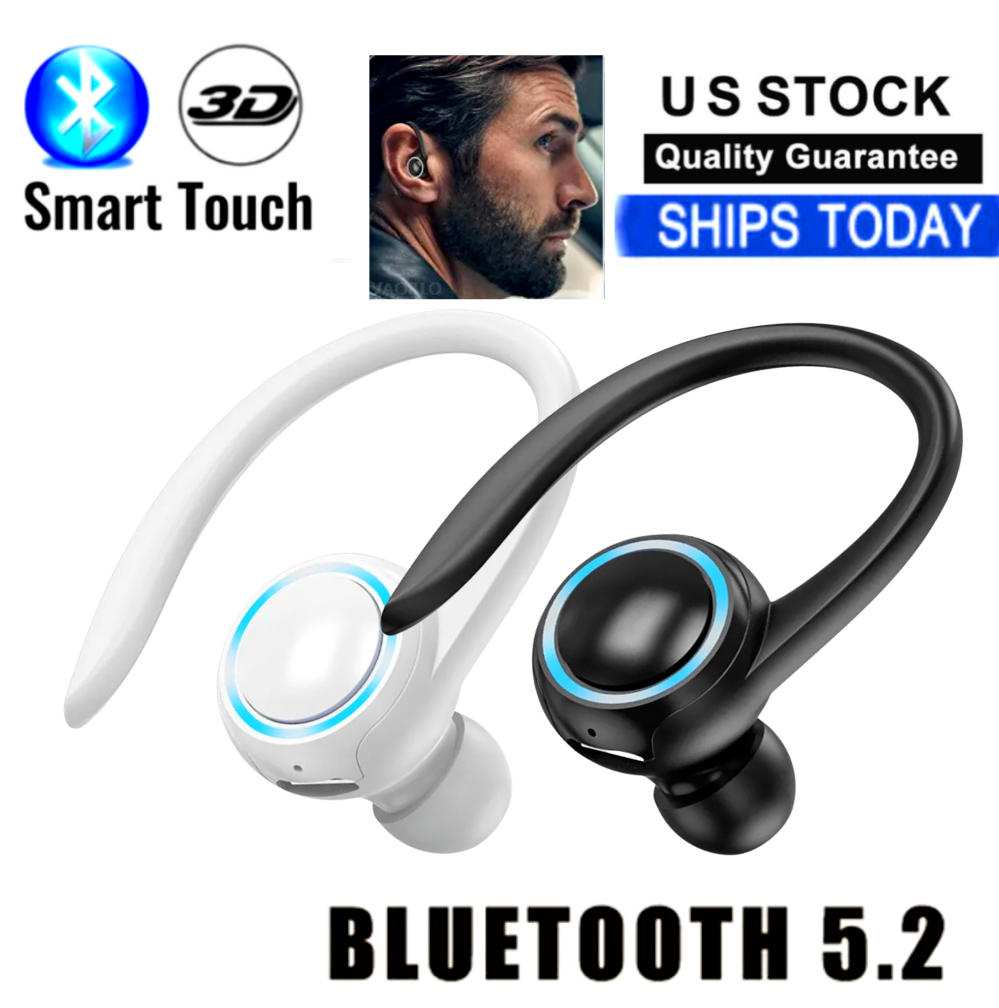 Bluetooth 5.2 Wireless Headset Driving Trucker Earbuds Noise Cancelling Earpiece