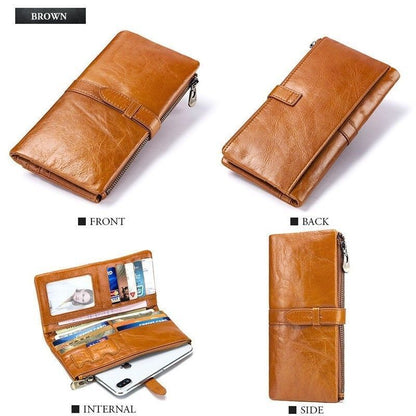 Genuine Leather Long Wallet Money Bags Portable Wallets Purse 18*9.5*1.5 CM 1 PC