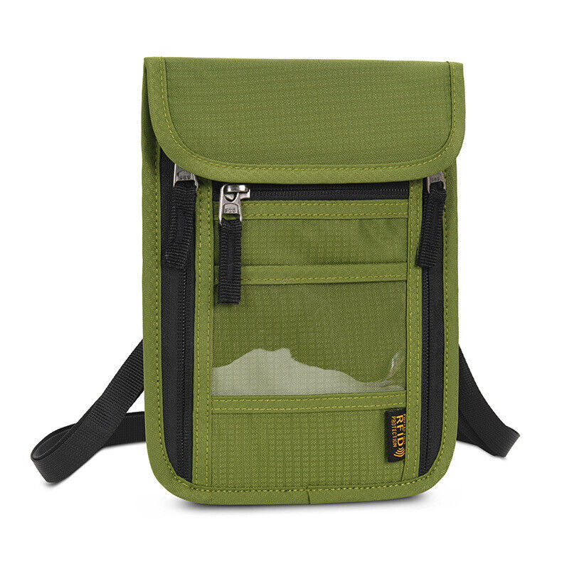 RFID Blocking Passport Holder Travel Card Storage Bag Neck Phone Pouch AntiTheft