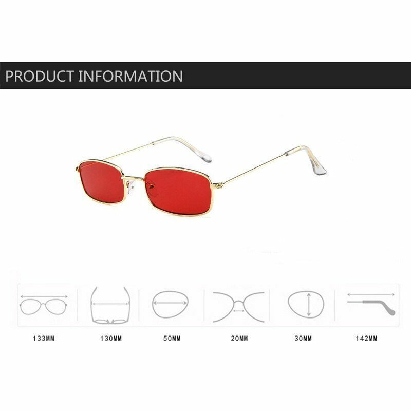Small Sunglasses Square Hiking Retro Transparent Clear Frame Metal Frame Eyewear