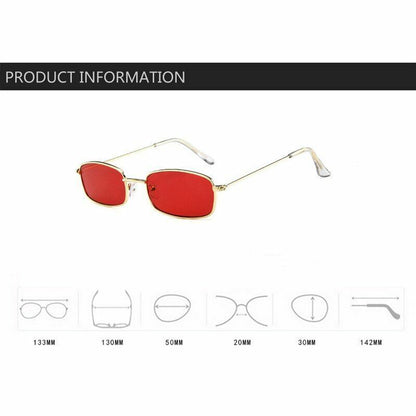 Small Sunglasses Square Hiking Retro Transparent Clear Frame Metal Frame Eyewear