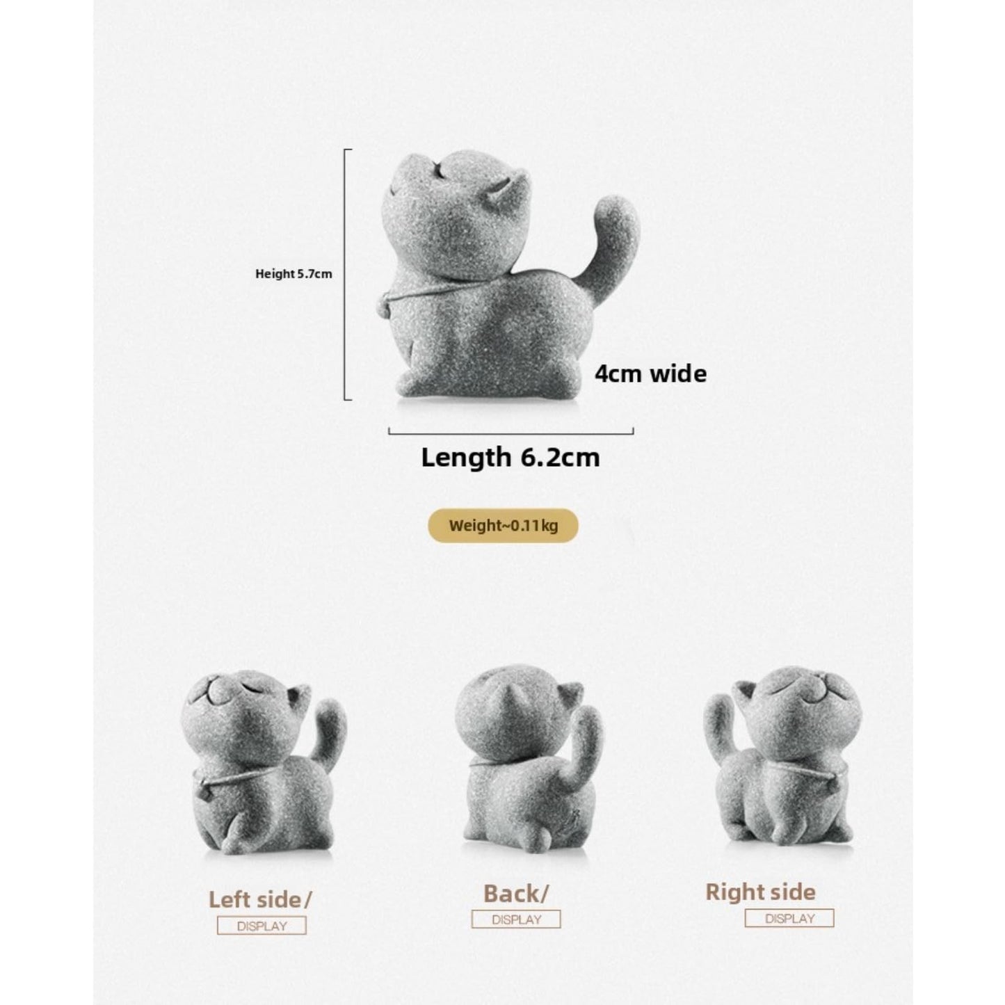 Green Sandstone Cat Tea Pet Ornament 6.2cm Tea Set Tray Decoration Tea Play