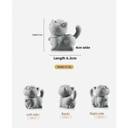 Green Sandstone Cat Tea Pet Ornament 6.2cm Tea Set Tray Decoration Tea Play