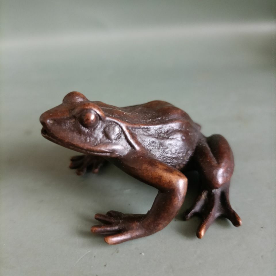 Antique Collection Solid Frog Ornament Small Handle Tea Pet Ornament Statue