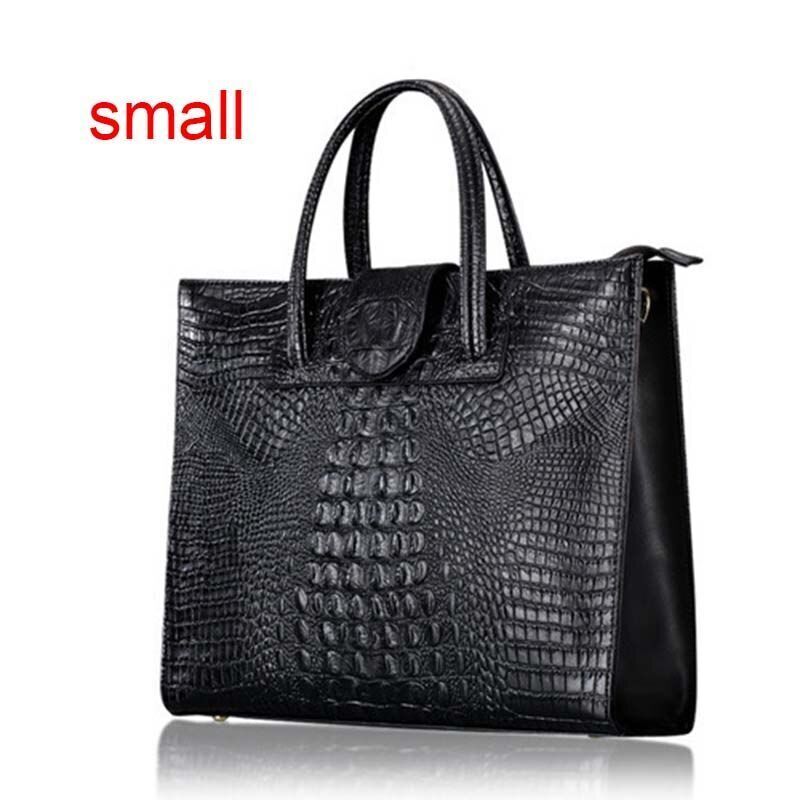 Briefcase Genuine Leather Handbag Big Totes Large Shoulder Bag Crocodile Pattern