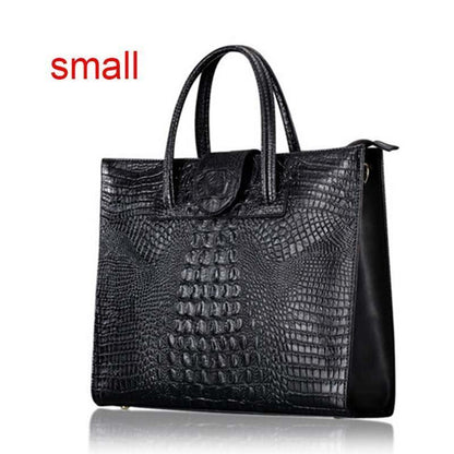 Briefcase Genuine Leather Handbag Big Totes Large Shoulder Bag Crocodile Pattern