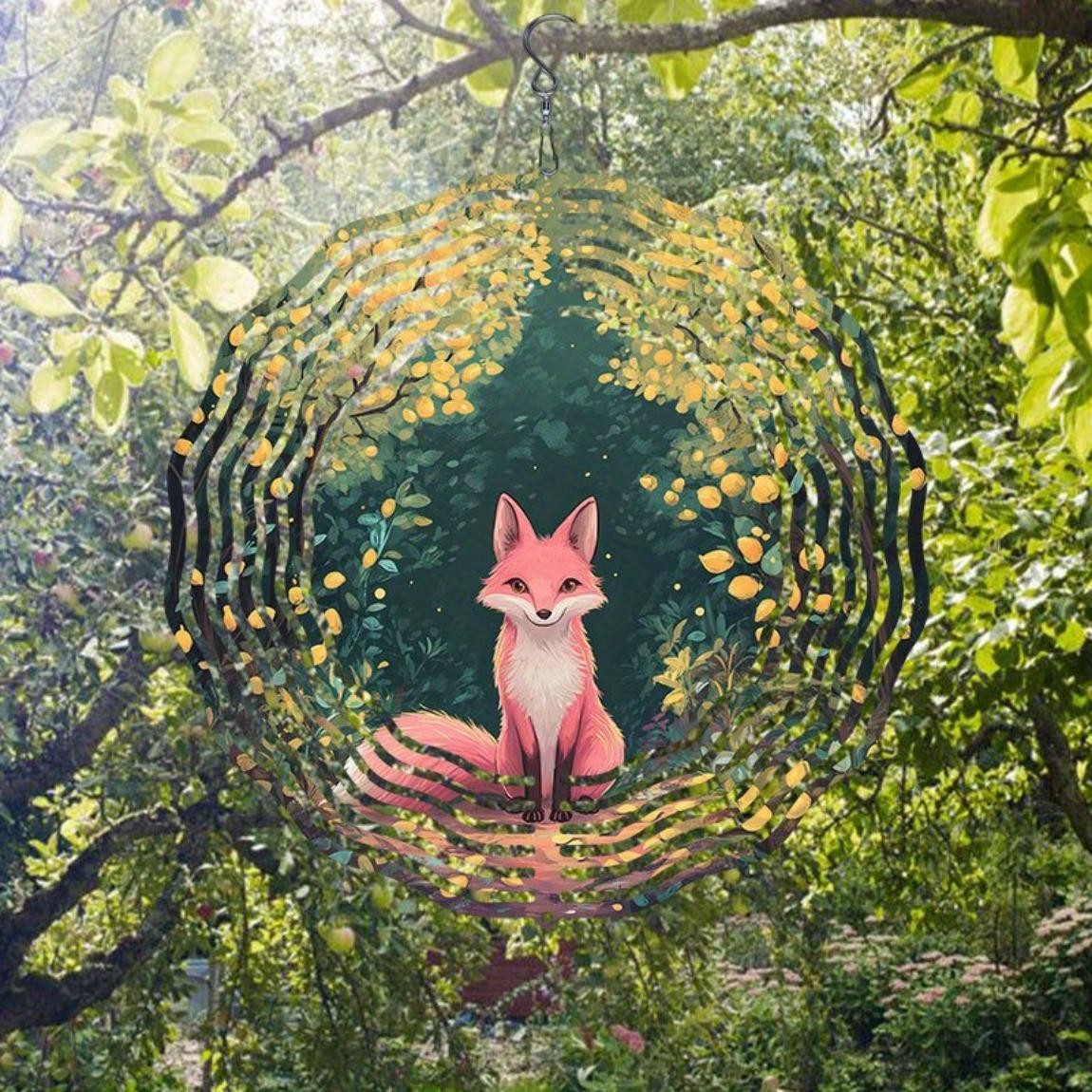 CIFbuy 3D Metal Wind Chime Rotating Fox Leaves Garden Patio Decor Gift