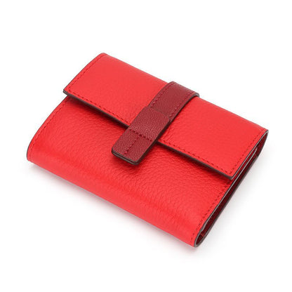 Coin Purse Short Wallets Trifold Money Bag Flap Snap Cowhide Card Holder Clutch