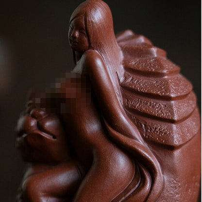 Creative Tea Pet Beauty Lion Statue Table Decoration Ornament Holiday Zisha Clay