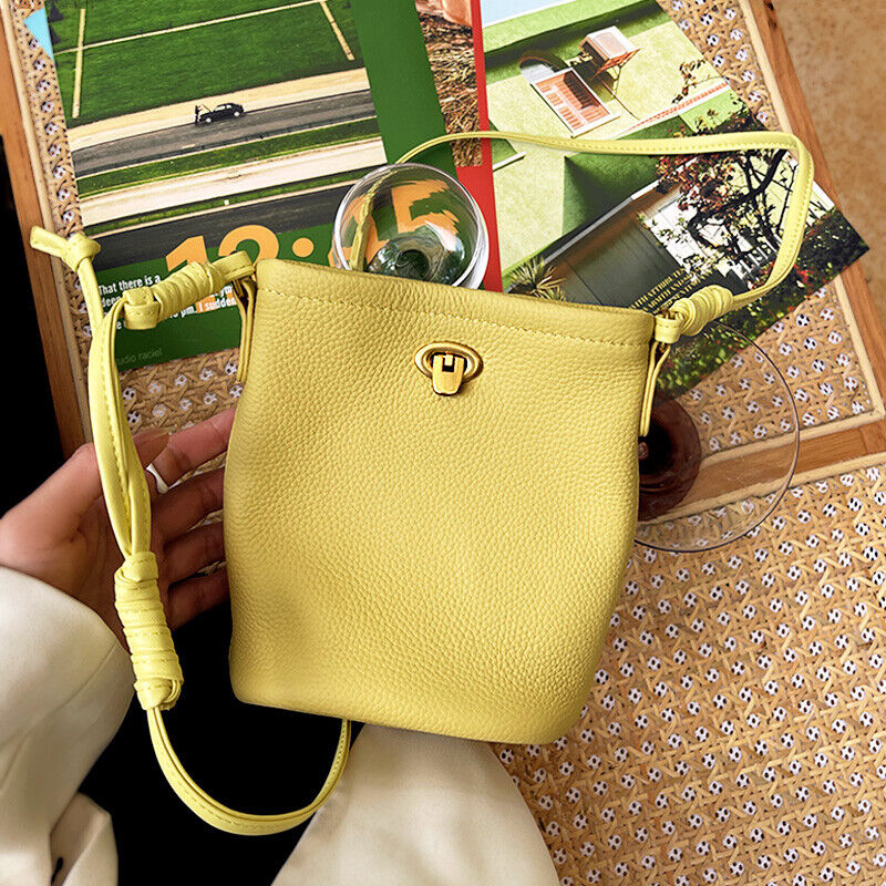 Fashion Mini Real Leather Bucket Bag-Crossbody,Clutch,Shoulder,Pouch & Phone Bag