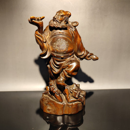 vintage Chinese wood Carved Statue Sculpture home decor Ghostbuster Zhong Kui