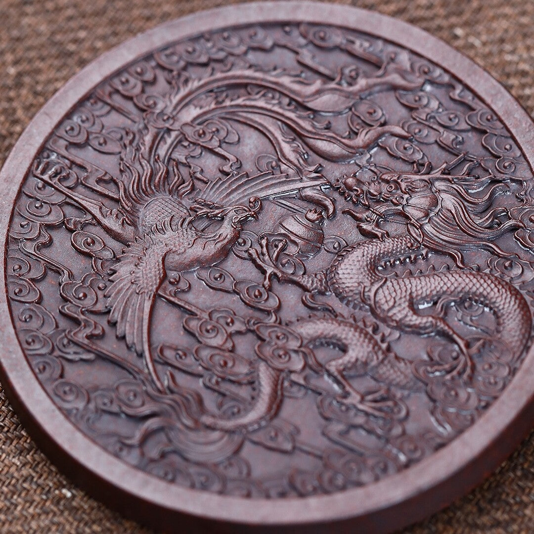 creative holder for tea pot yixing zisha purple clay round animal carved pot mat
