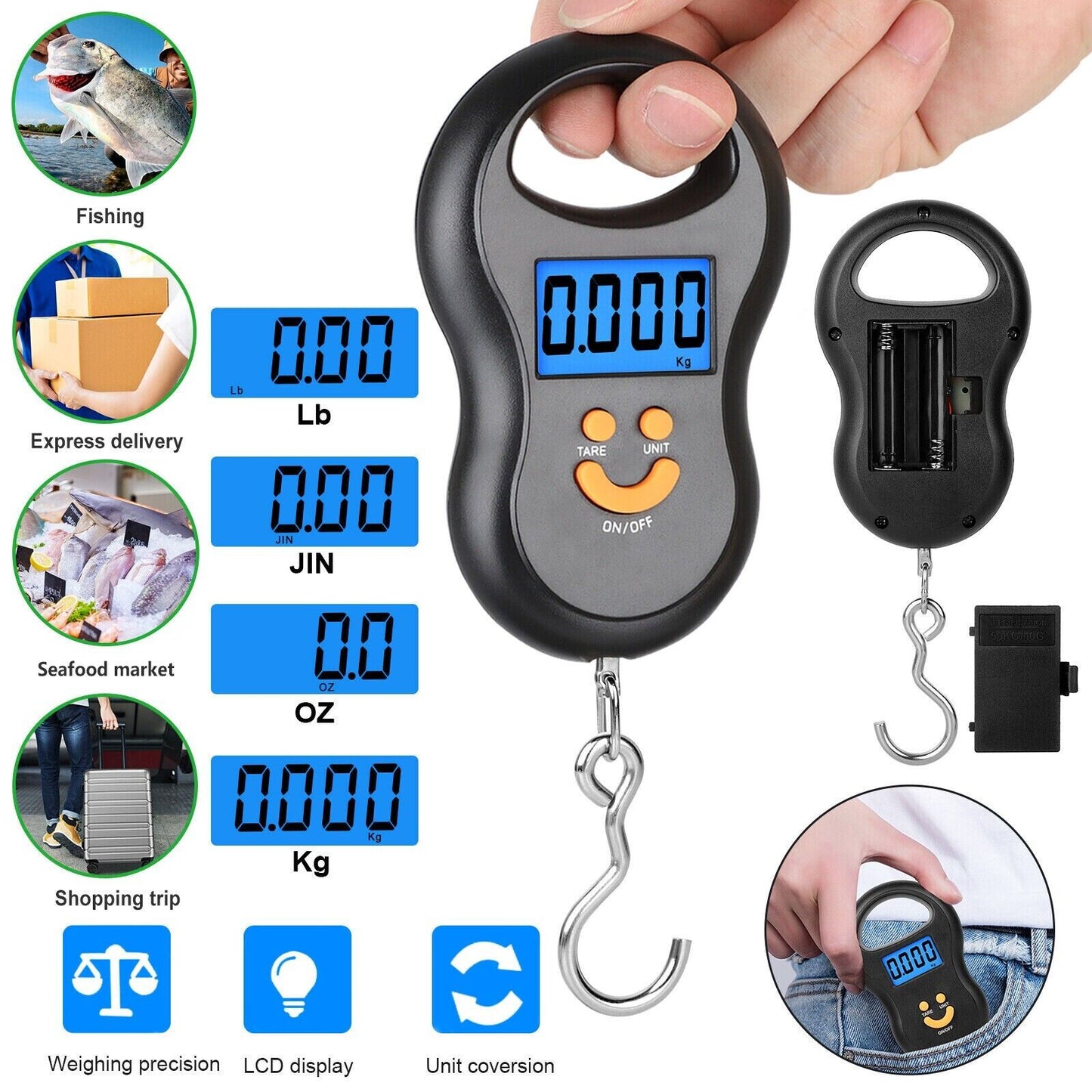 Bascula Colgante Domar Digital Para Pesar Equipaje y Maletas de Avion Negro