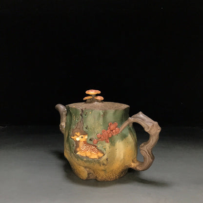 Chinese Yixing Zisha Clay Handmade Exquisite Teapot （富足长寿 底款：裴石民）