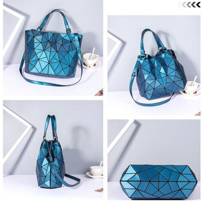 Hologram Bag Frosted Matte Crossbody Bag Bucket Purse Geometric Shoulder Handbag