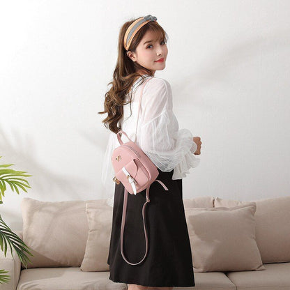 Mini Backpack Synthetic Leather Small School Bag Bow-knot Hollow Purse 17*8*19CM