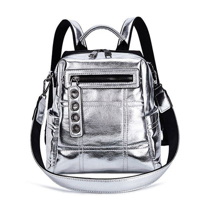 Glitter Backpack Shoulder Bag Multifunction Schoolbag Rucksack Travel Bag Silver