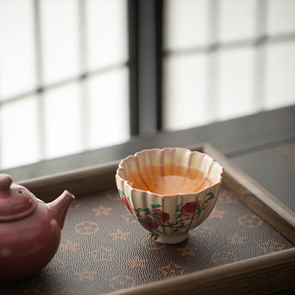 Boutique Tea Cup Crackle Glaze Ruyao Craft Porcelain Master Cup Lotus Design Cup