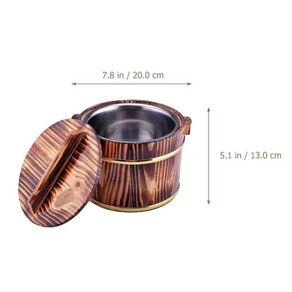 Rice Bowl Soup Sushi Tub Bucket Wood Steamer Japanese Oke Food Container 20x20cm