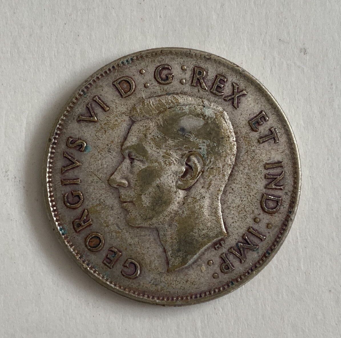 1943 CANADA 50 Cents Silver Coin Silver .800 George VI Royal Canadian Mint