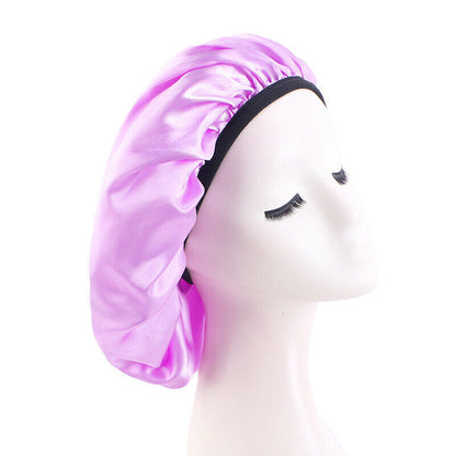 Stretch Thin Brim Round Cap Makeup Cap Satin Nightcap Nursing Hat Solid Color ⊰