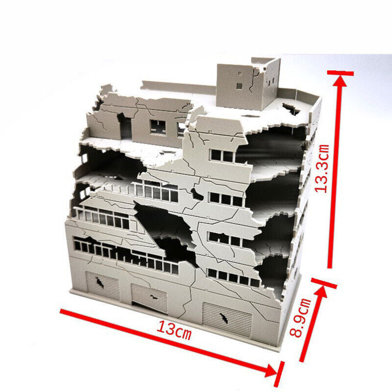 1/144 N Scale Buildings Corner Battle Damage Destroy DIY Railway Modern Model B