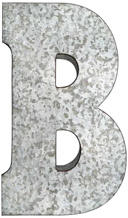20" Tall Metal "BAR" Letters-Hanging Décor, Silver w\ Rusted Edges
