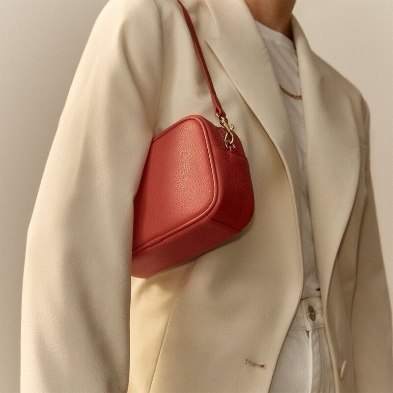 Genuine Leather Pebble Pattern Shoulder Bag Small Square Messenger Bags Purse
