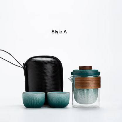 Ceramic Teapot Tea Cup Portable Travel Tea Set