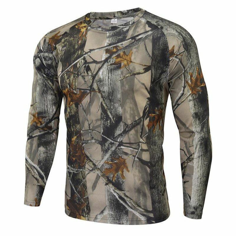 Camouflage T-shirt Outdoor Hiking Camping Military Tactical Long Sleeve Top M-XL