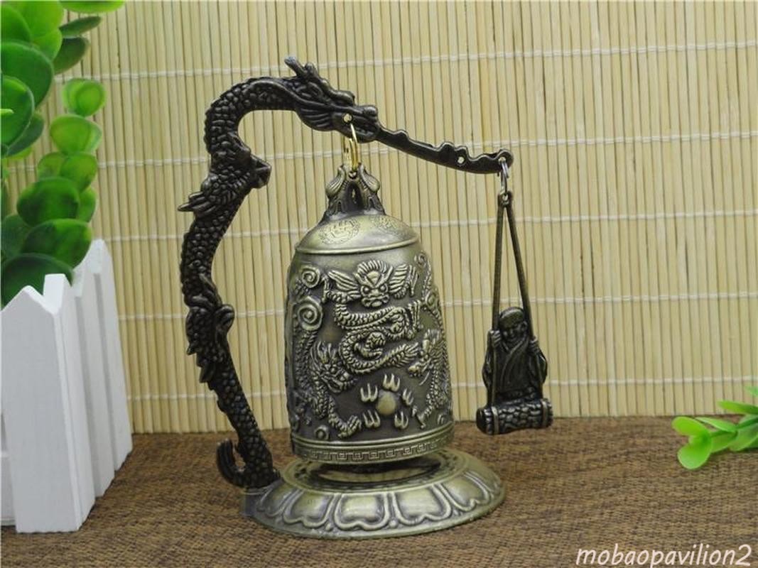 5.1inch Fengshui Excellent Tibet Brass Dragon Buddha Bell Home Decorative