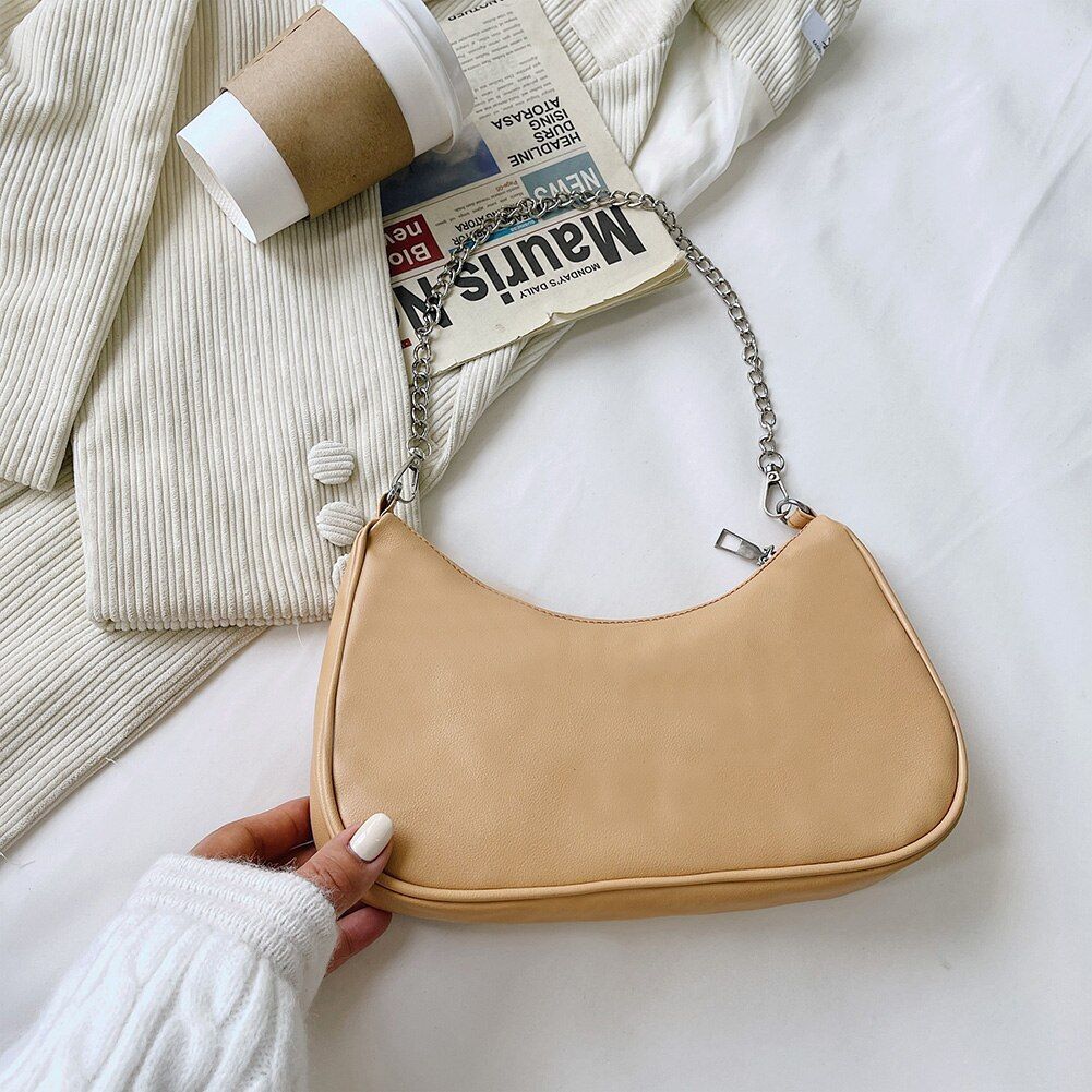 Women's Bag Solid Color Armpit Underarm Shoulder Bags Handbag Purse 270*160*60mm