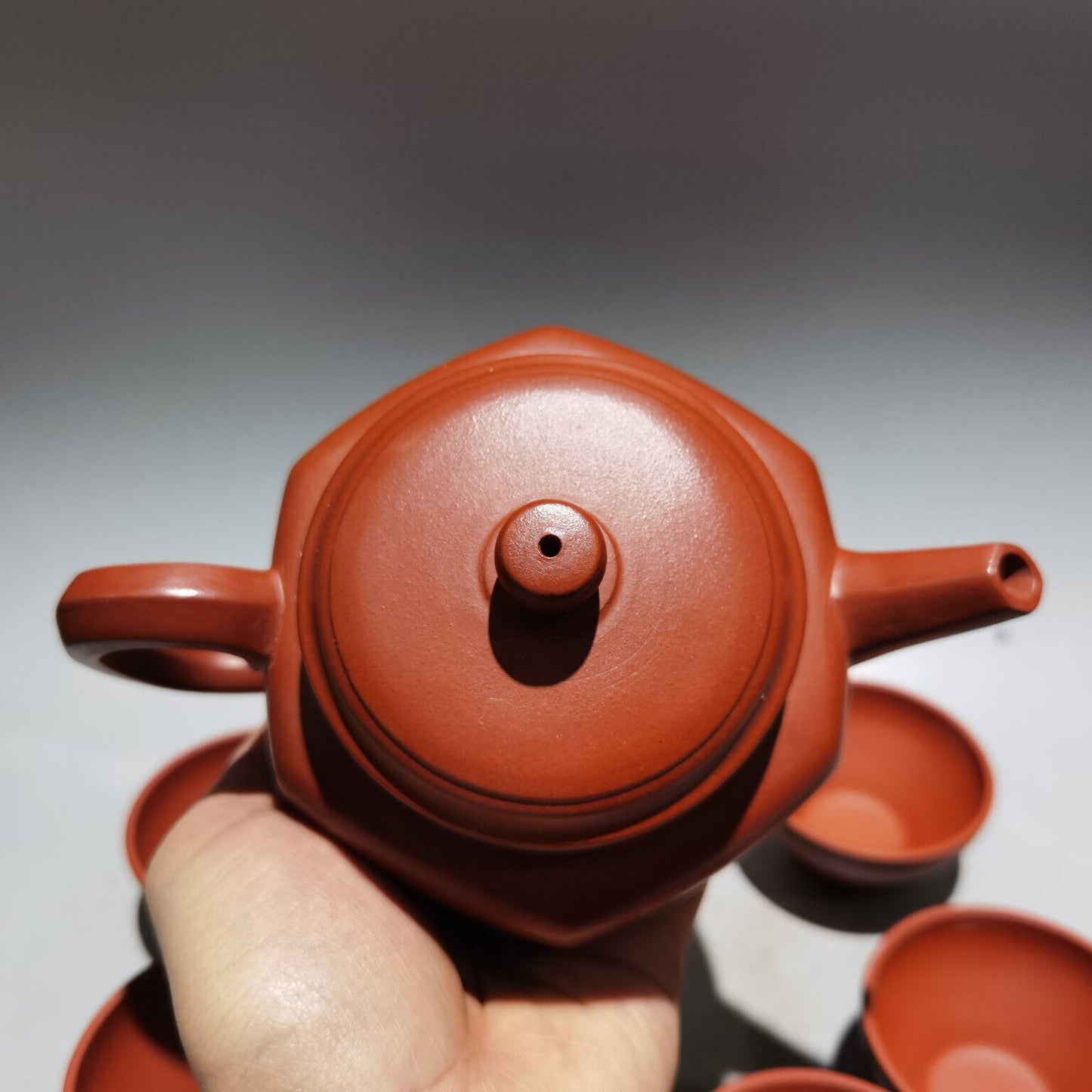 Chinese Yixing Zisha Clay Handmade Exquisite Teapot （六方德钟套壶 低款：顾景舟 )