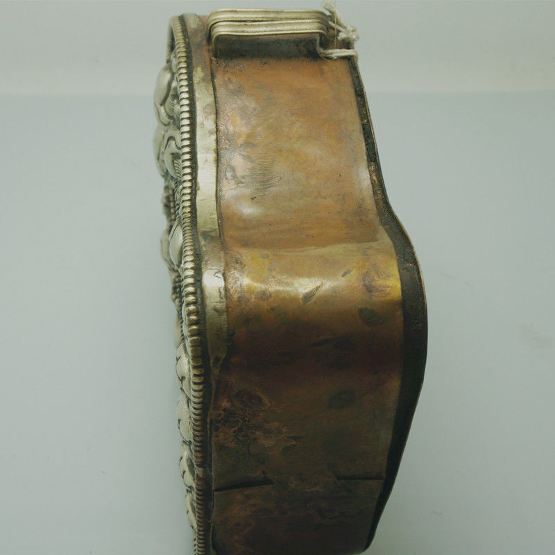 4.92" Old Collected Buddhist Nepalese Handmade Brass Box Stupa Rubbed Pendant