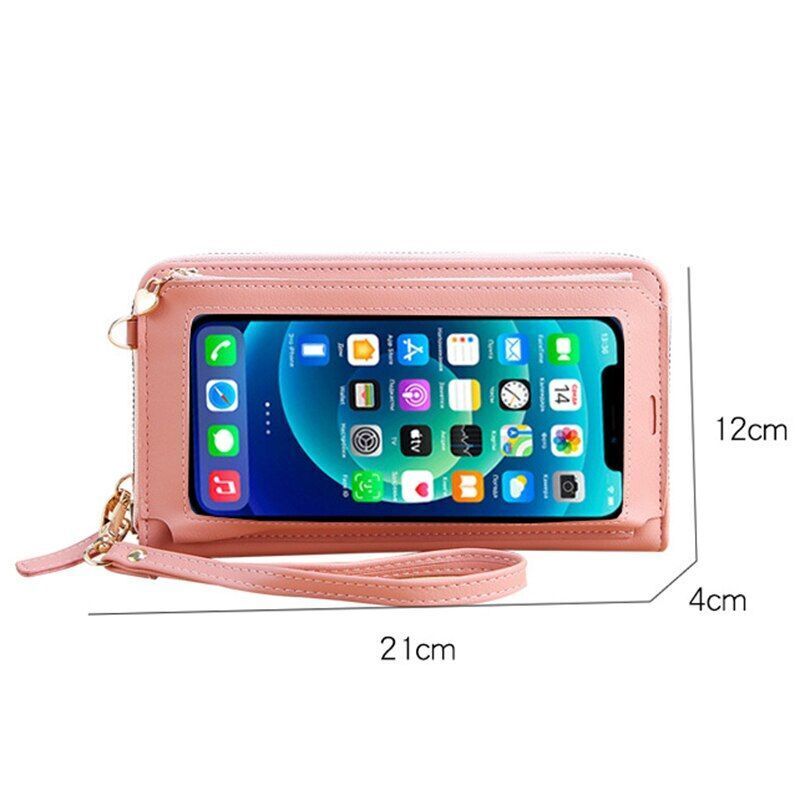 Women Long Crossbody Bag Simple Touch Screen Phone Purse Large Leather Messenger