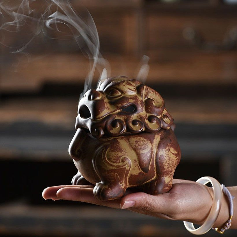Chinese Suanni Ceramic Incense Burner Tea Table Ornament for Agarwood Sandalwood
