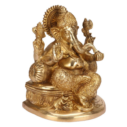 Hindu God Lord Brass Ganesha Statue Ganesh Idol for Home Decor Figurine