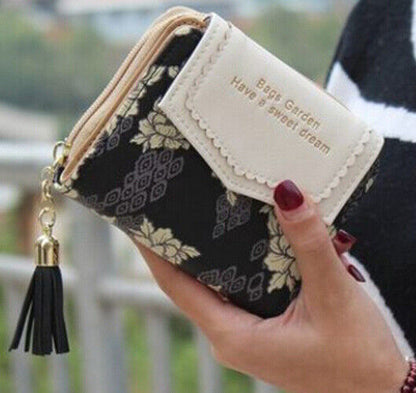 Lady Mini Handbag Leather Coin Purse Women Wallet Card Clamps Cash Clip Billfold