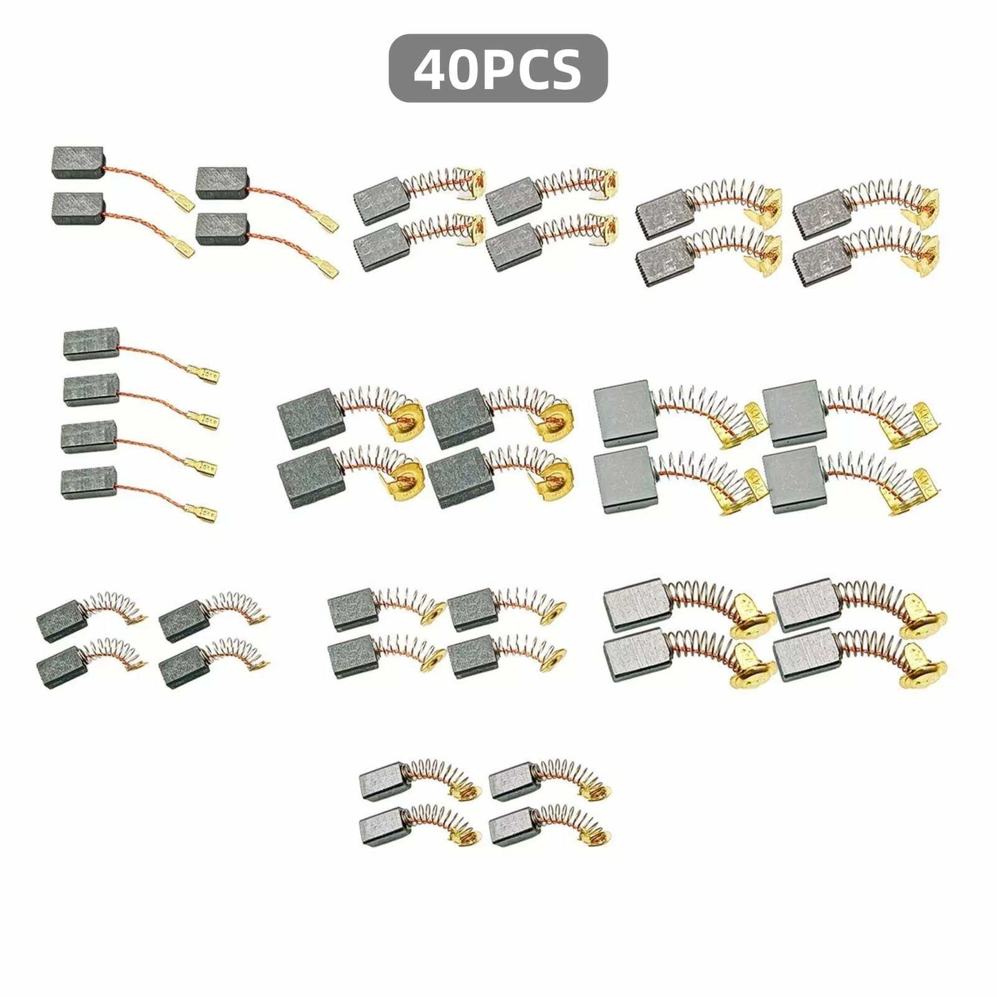 40Pcs/Box 10 Sizes Electric Motor Graphite Carbon Brushes Parts For Power Tool