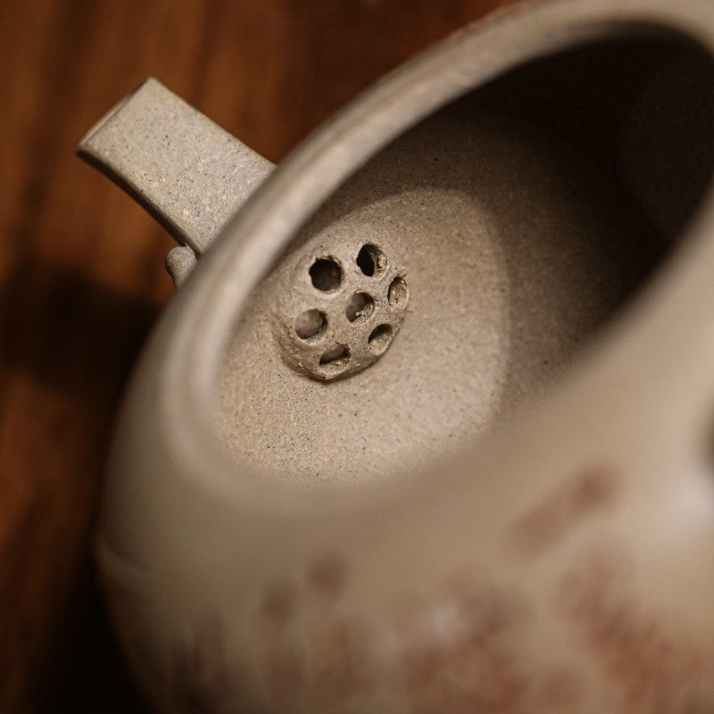 True Yixing Zisha Qingduan Clay Tea Pot Bamboo Chinese Character Carved Pot New