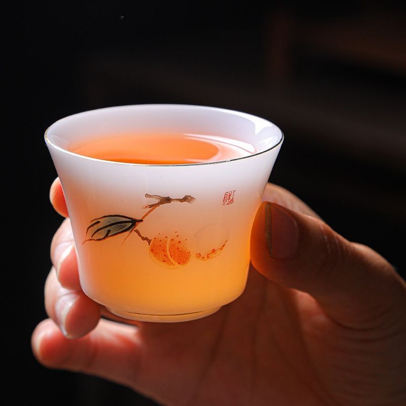 55ml Luxury Ice Jade Porcelain Lychee Tea Cup Thin Body Kung Fu Master Cup