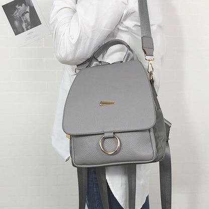 Backpack Shoulder Bag Synthetic Leather Nylon Backpacks Travel Bag Vintage Black