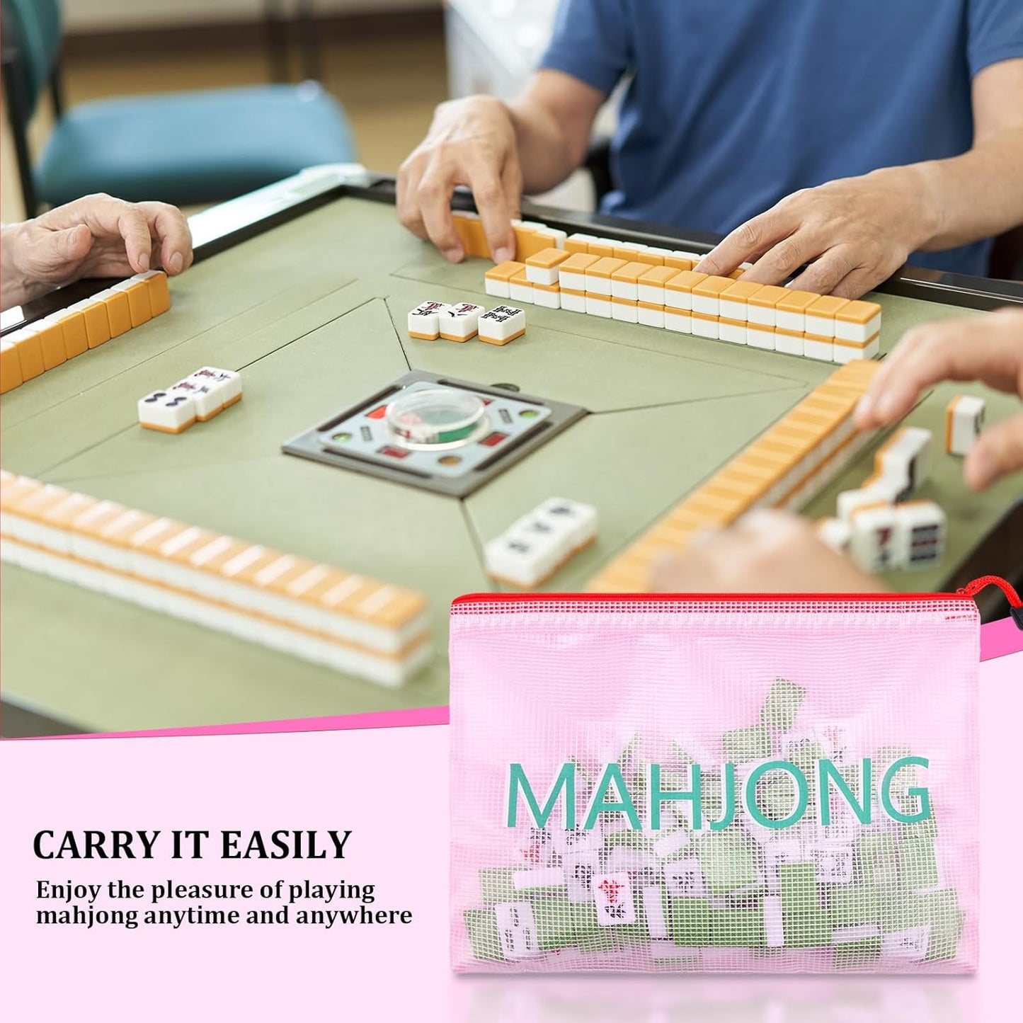 2 Pack 13.6 X 9.7 Inch Empty Mahjong Tile Bag American PVC Clear Mahjong Case Si